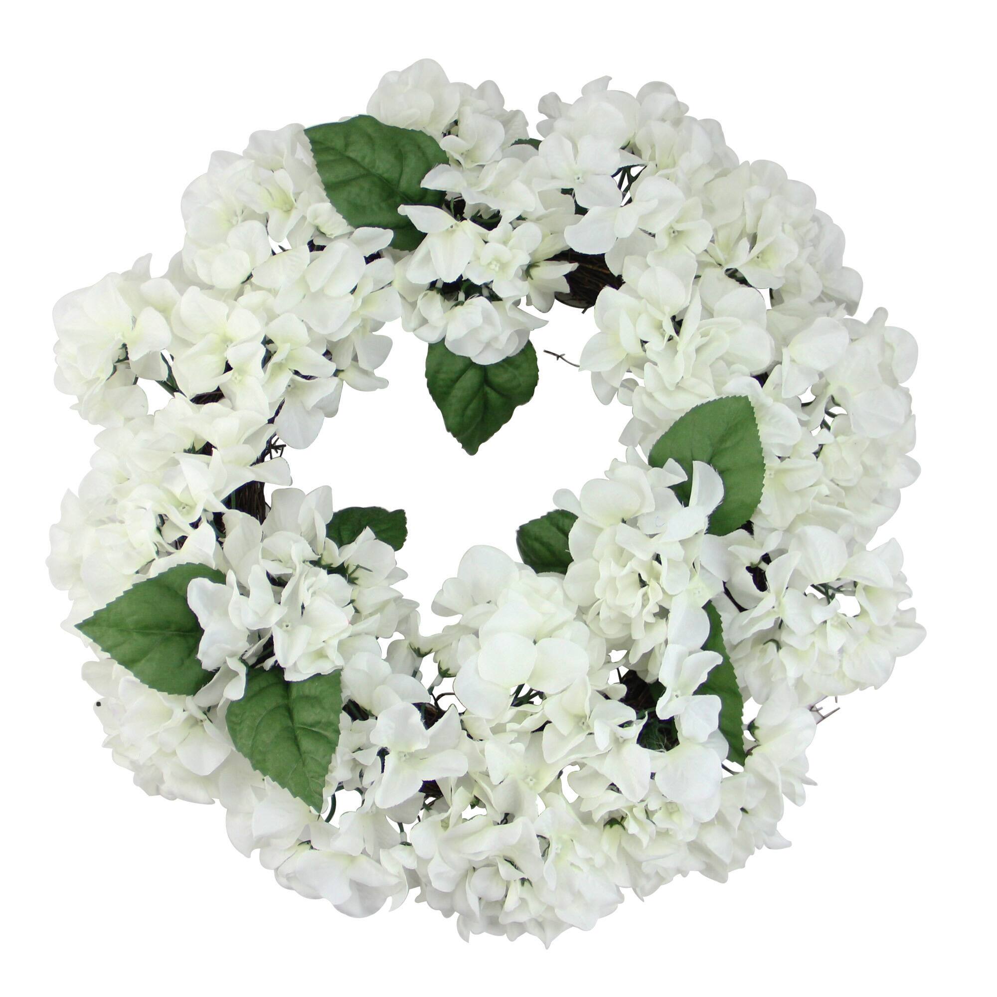 22" Cream & Green Hydrangea Floral Wreath